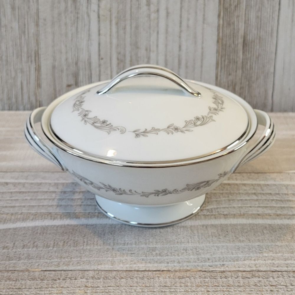 Vintage Noritake Crestmont Fine China Platinum Trim Sugar Bowl